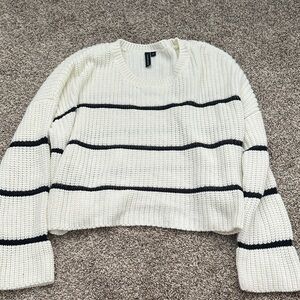 moon & madison Cream and Black Striped Sweater